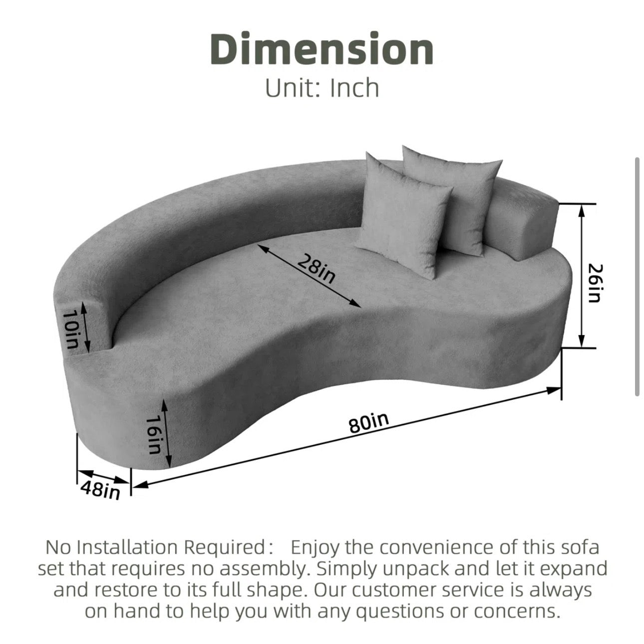 Curved Chenille Modern Sofa