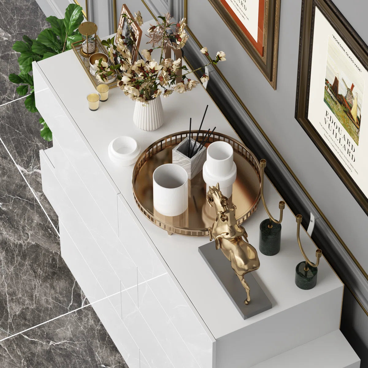 8 Drawer Double Dresser With High Gloss Surface