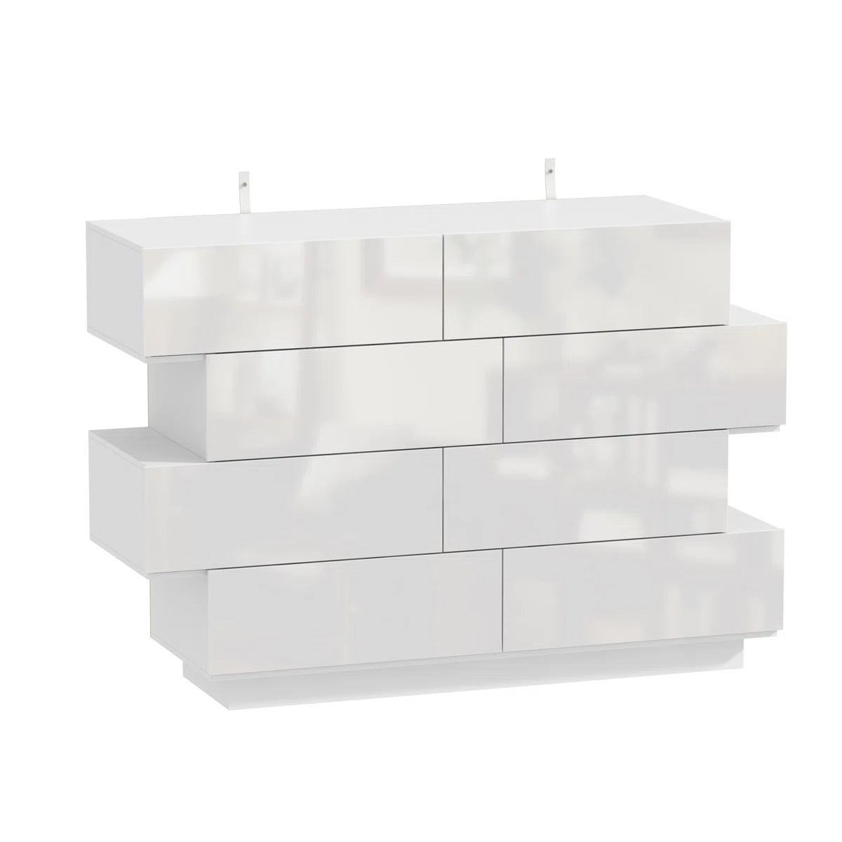 8 Drawer Double Dresser With High Gloss Surface
