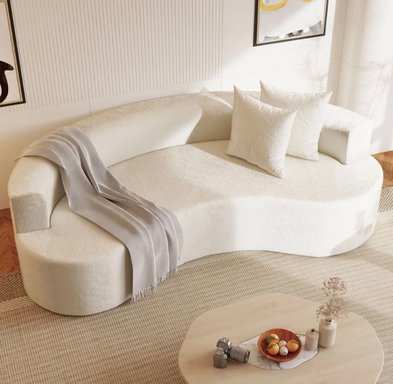 Curved Chenille Modern Sofa