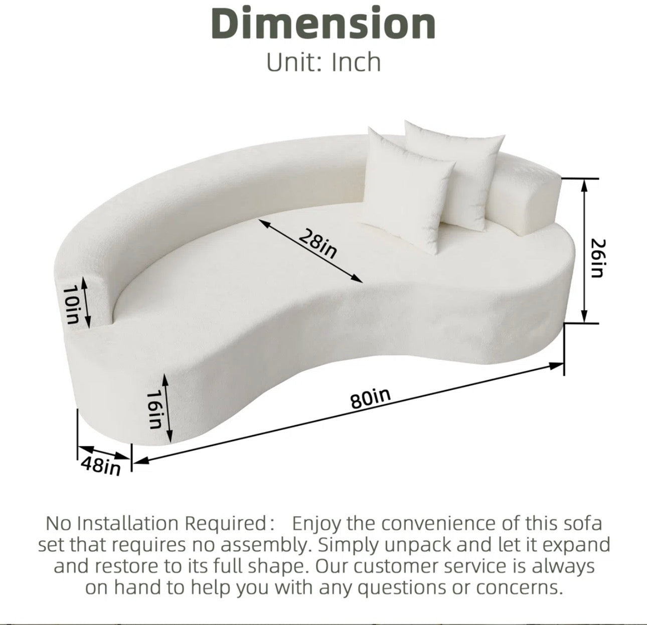 Curved Chenille Modern Sofa