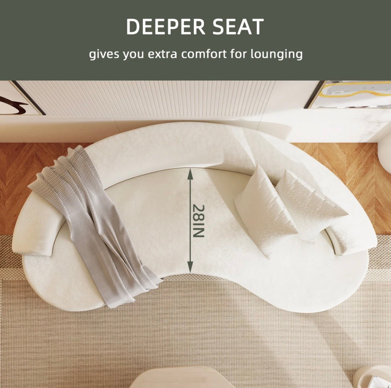 Curved Chenille Modern Sofa