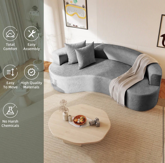 Curved Chenille Modern Sofa