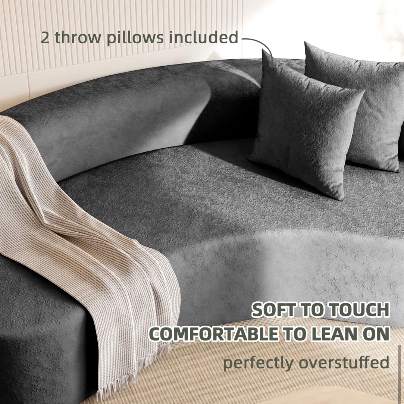 Curved Chenille Modern Sofa