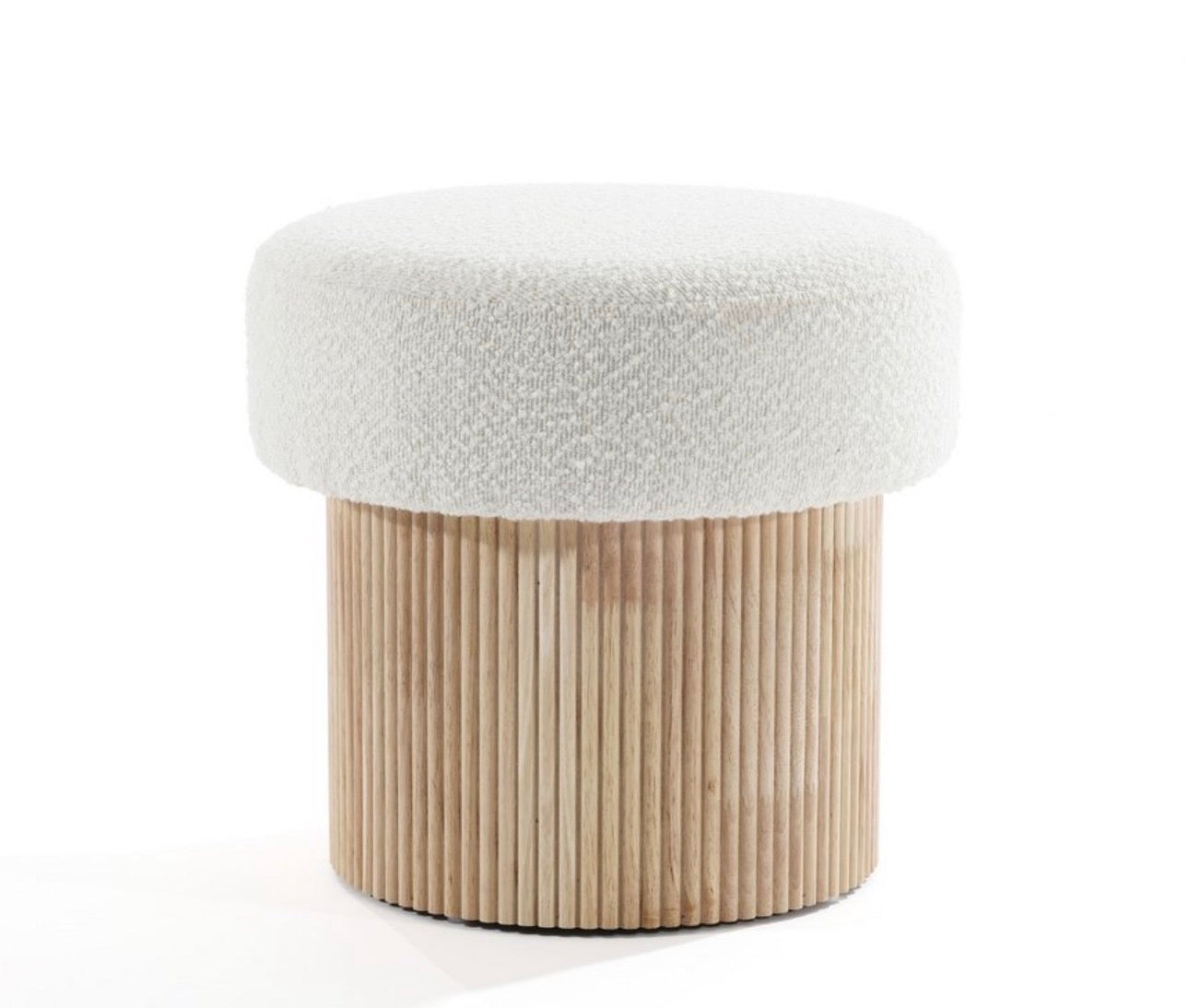 Bouclé Storage Ottoman Table