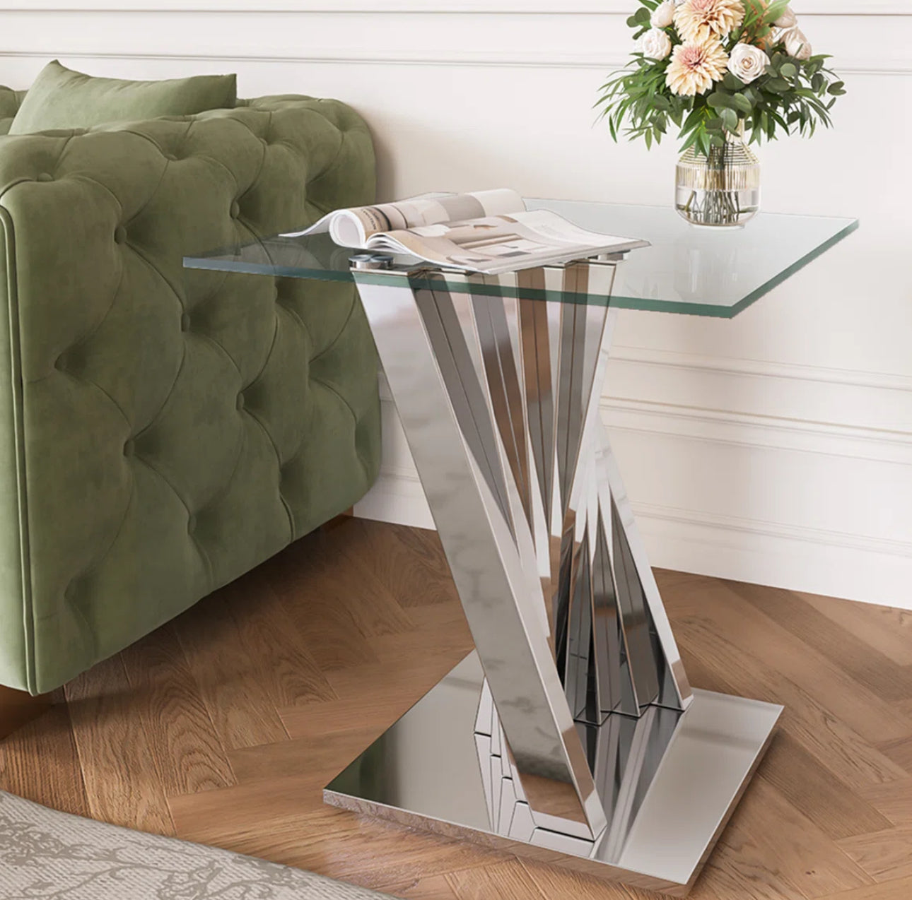Twist of Luxe Glass End Table