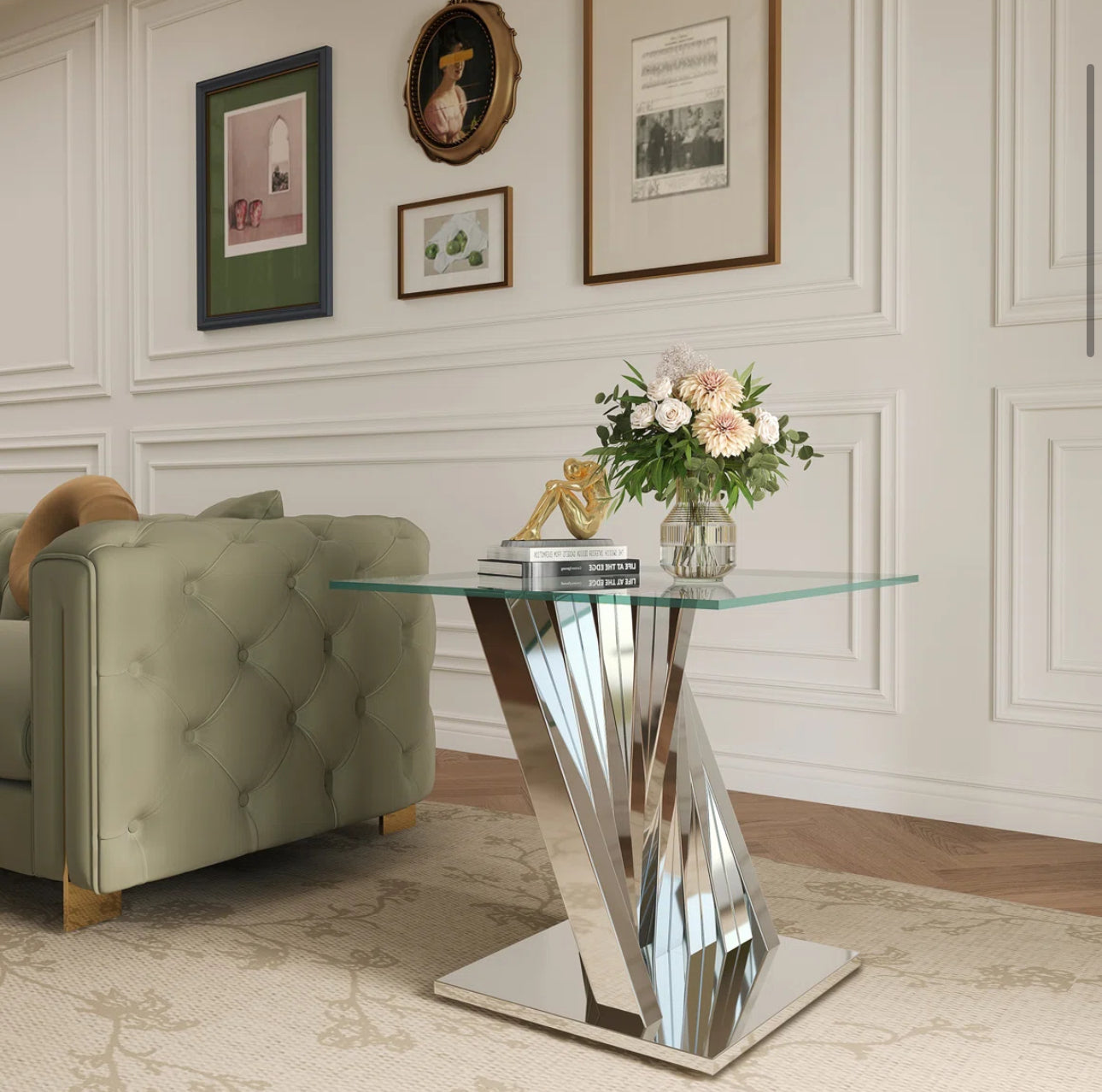 Twist of Luxe Glass End Table