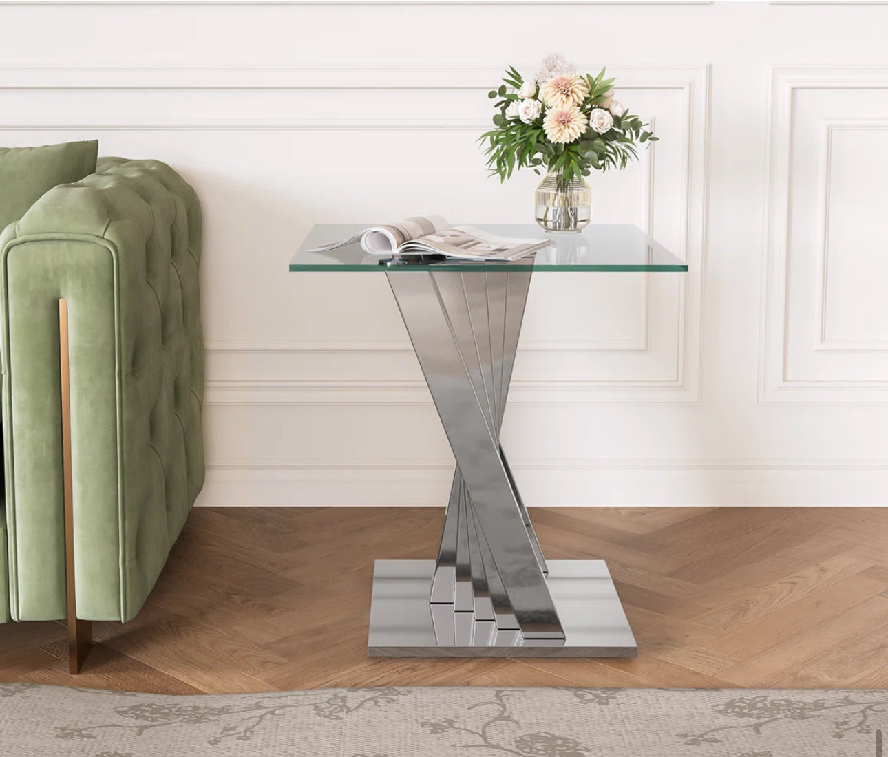 Twist of Luxe Glass End Table