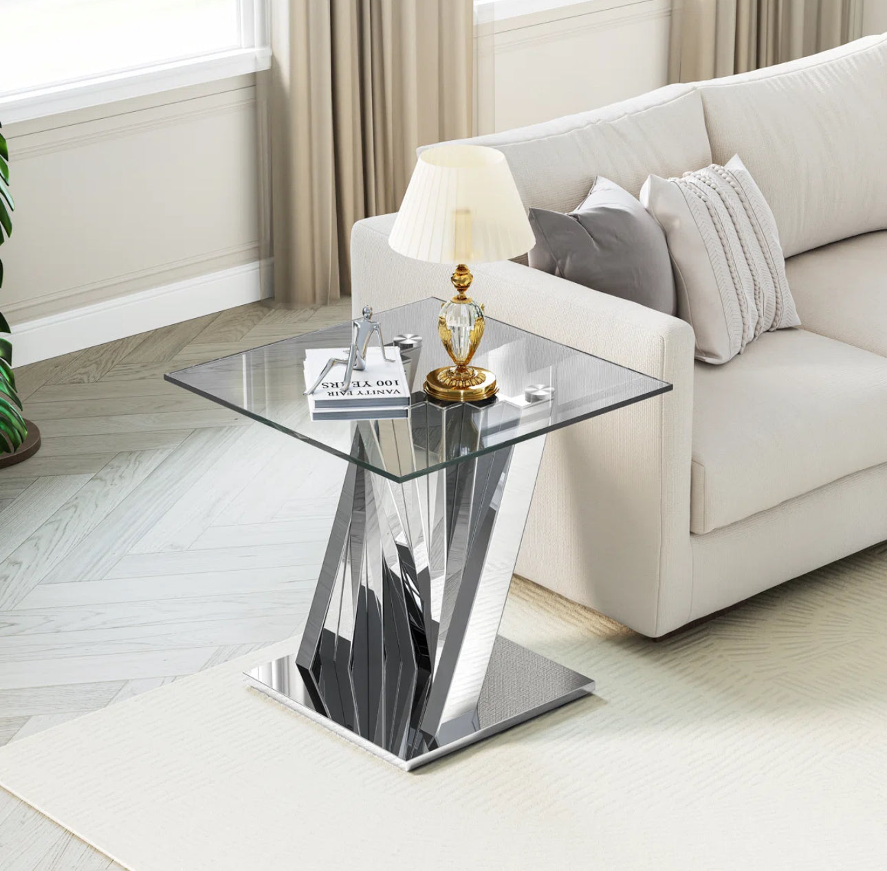 Twist of Luxe Glass End Table