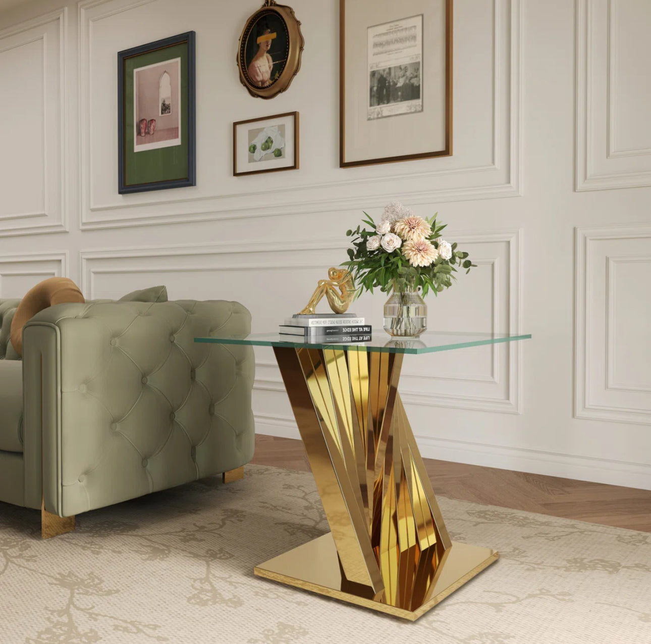 Twist of Luxe Glass End Table