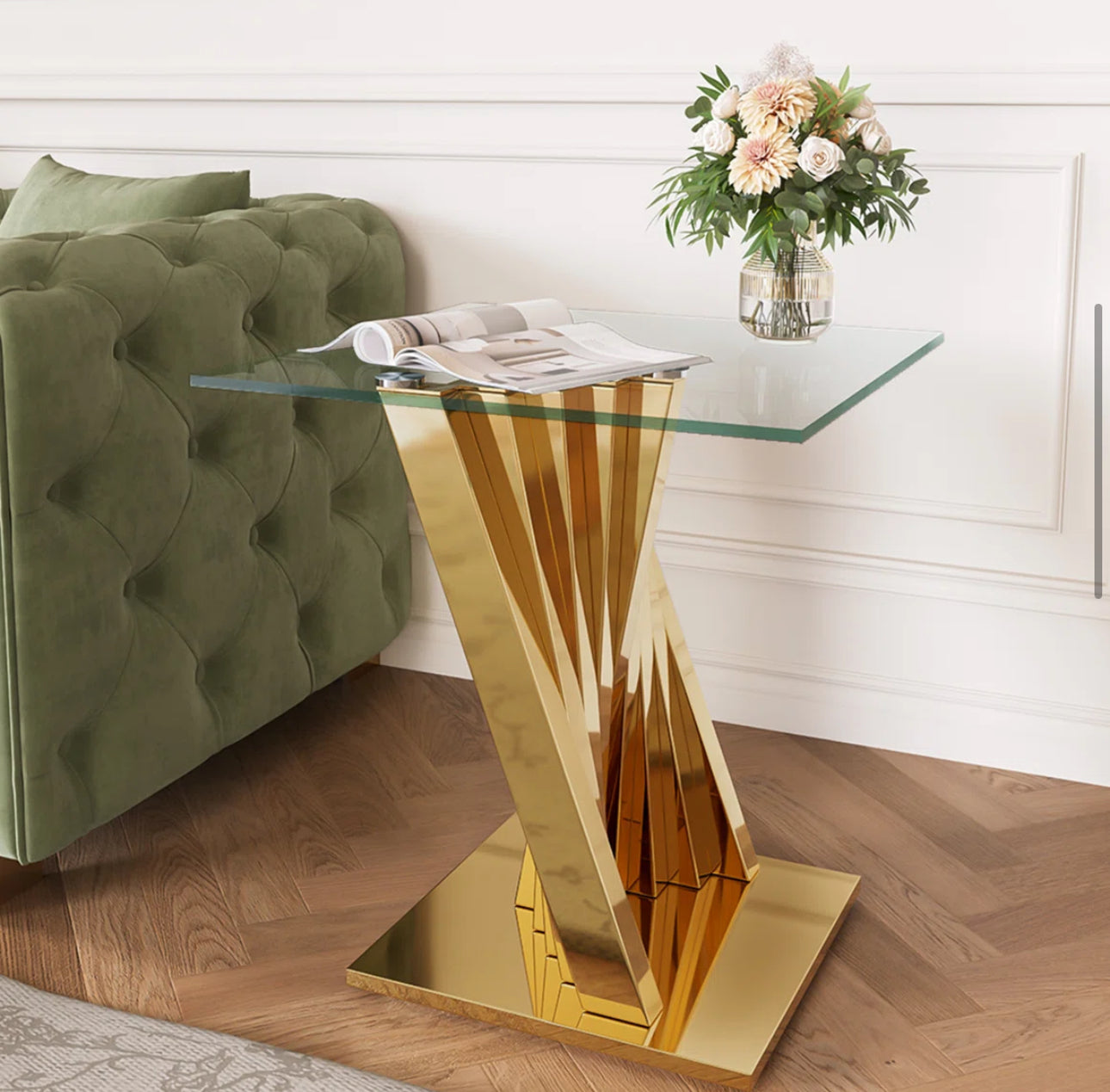 Twist of Luxe Glass End Table