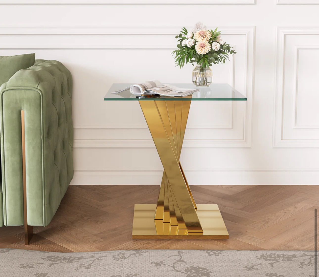 Twist of Luxe Glass End Table