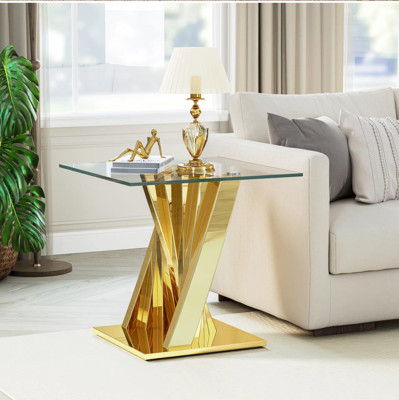 Twist of Luxe Glass End Table