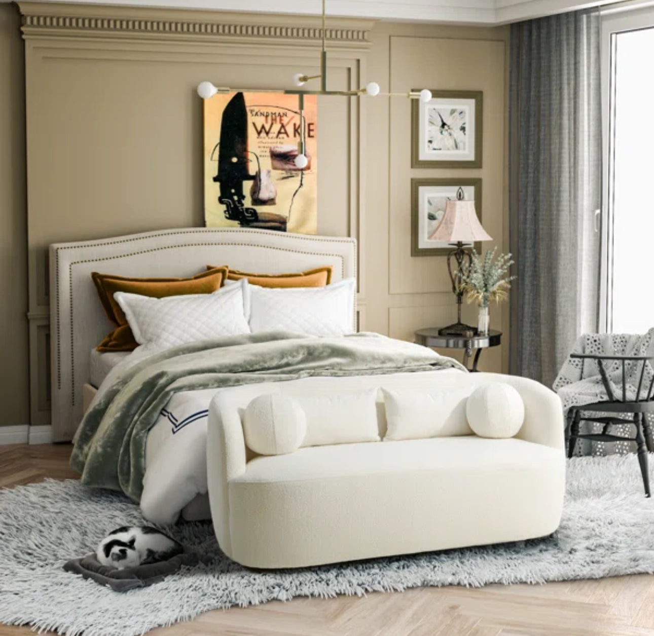 Modern Cream Bouclé Sofa