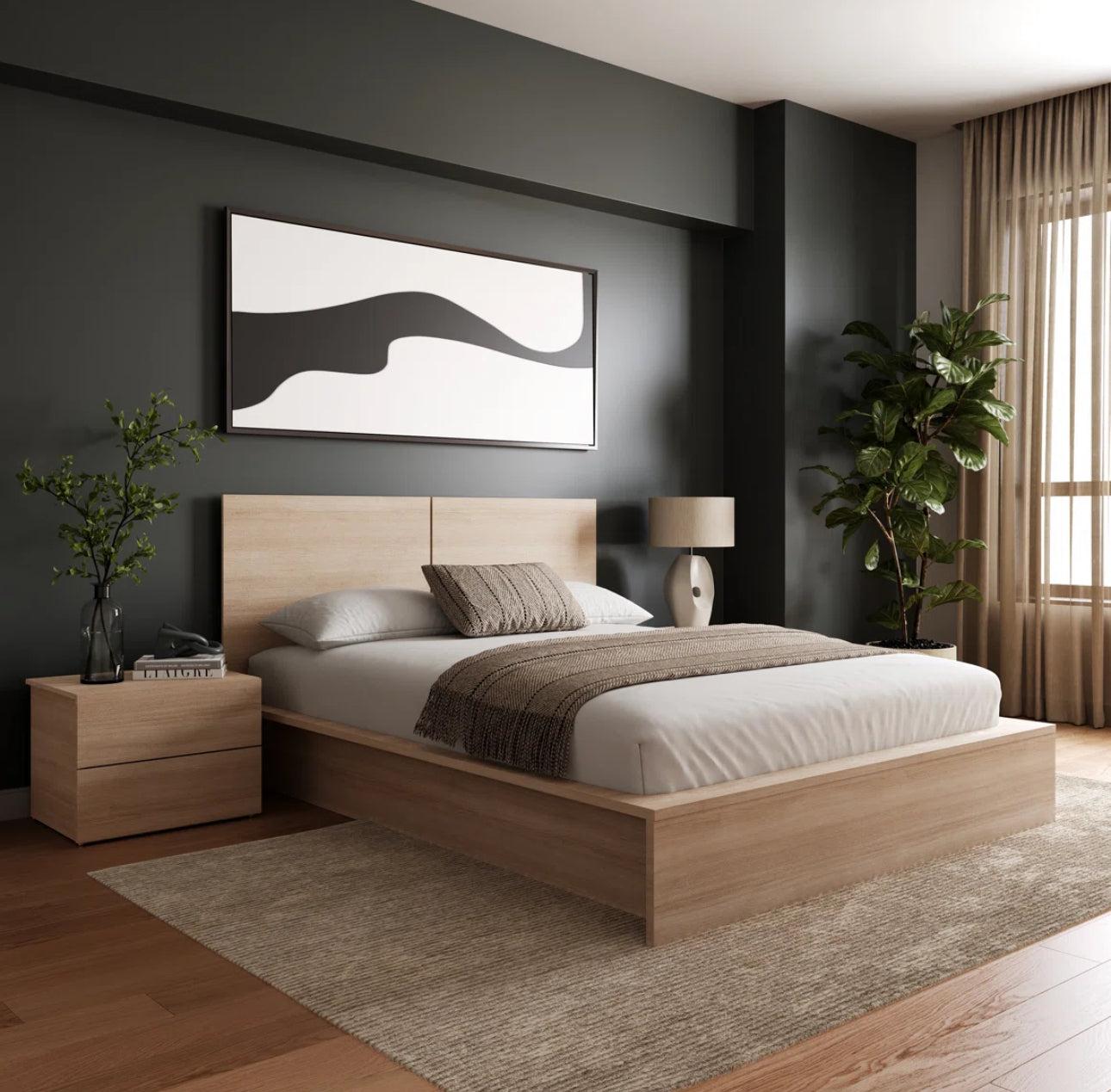 Modern Minimalist Platform Bed Set
