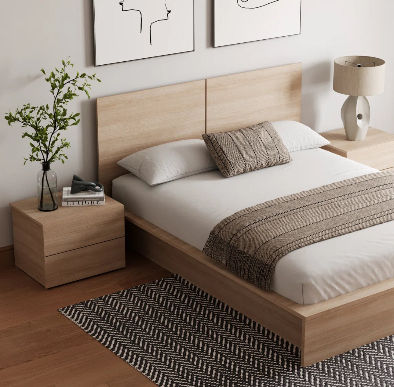 Modern Minimalist Platform Bed Set