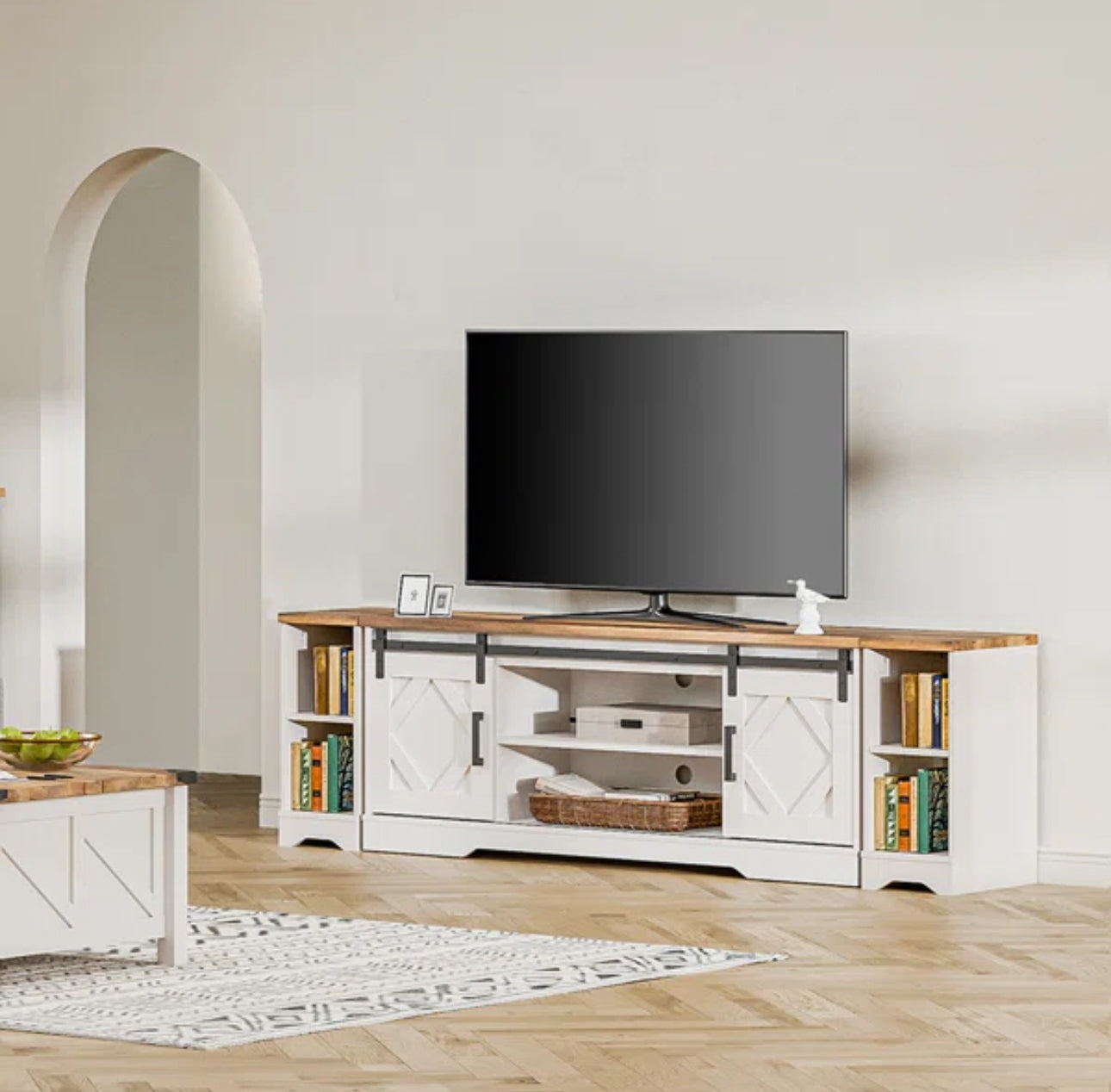 Rustic Farmhouse Sliding Barn Door TV Stand
