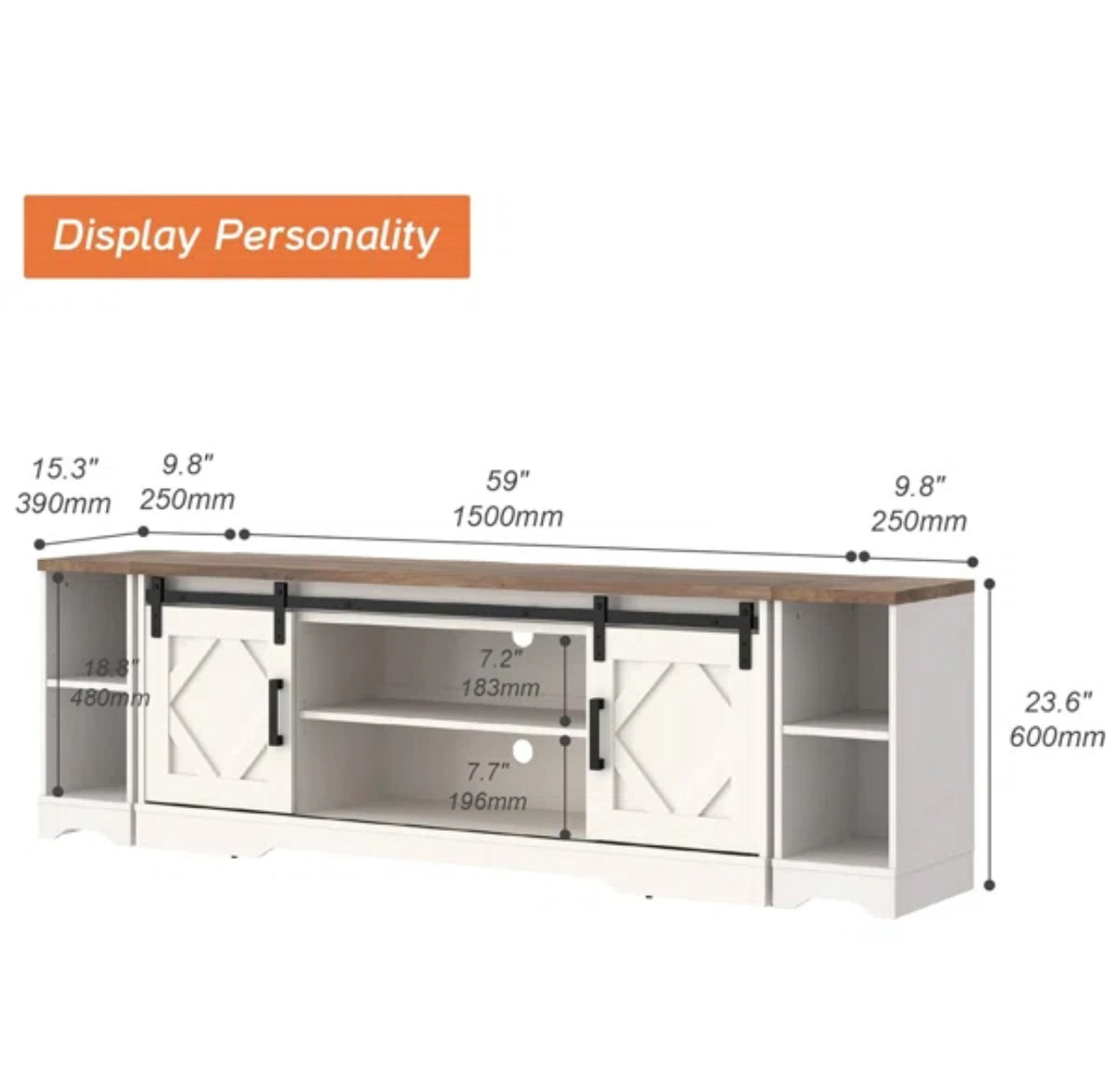Rustic Farmhouse Sliding Barn Door TV Stand